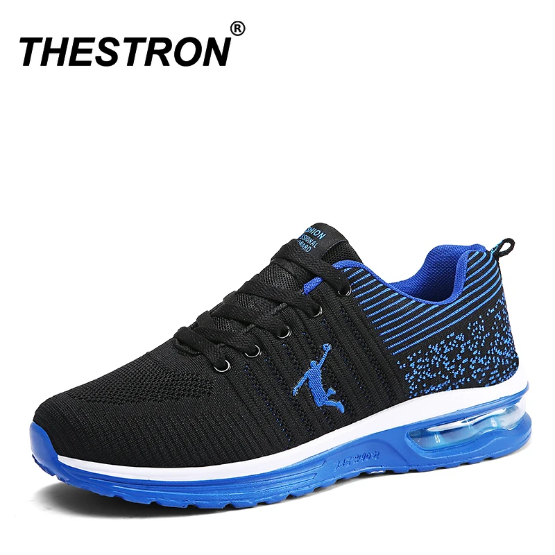 Mens Shoes Sport Sneakers Shock-Absorbant Shoes Running For Men Flywire Mens Jogging Shoes Blue Red Run Sneakers Athletic