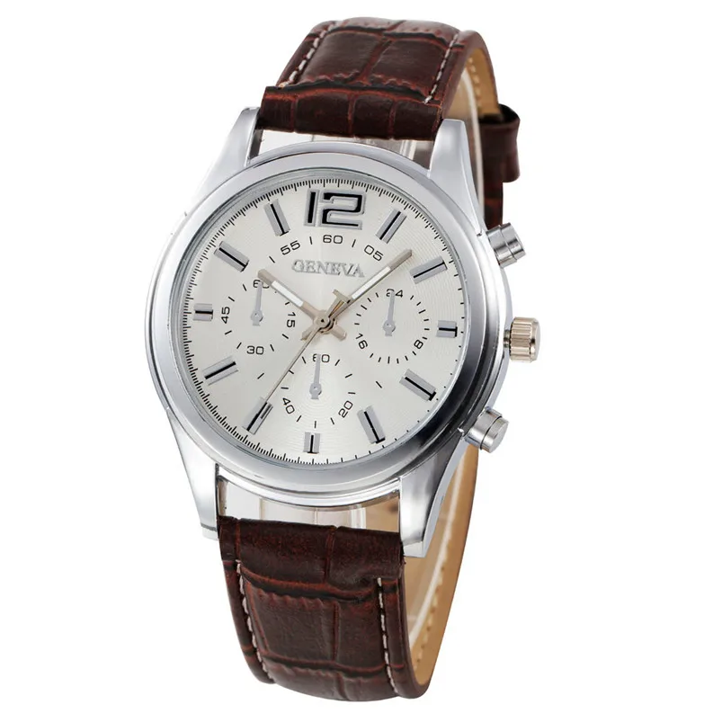Hot sale Men Casual Checkers Faux Leather Quartz Analog Wrist WatchMen Wholesale #2AP18 (4)