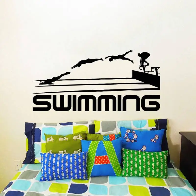 Swim Sticker Logo Name Swimmer Decal Swimming Posters Vinyl Wall Decals