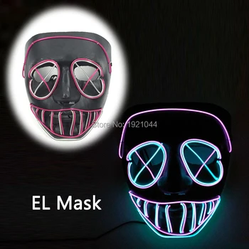 

Halloween EL Luminous Mask ghost Slit mouth Light up Mask with Steady on Flashing Driver Masks for Party