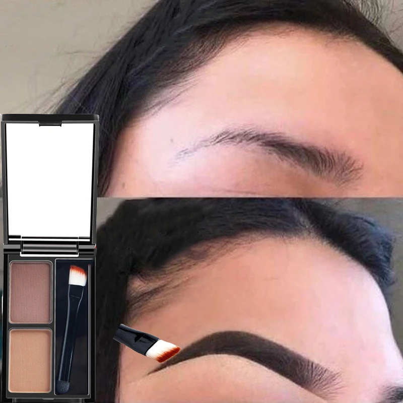 

Eyebrow Enhancer Powder Palette 2 Color Long-lasting Easy to Wear Professional Eyes Make up Eye Brow Shadow Brown Tint