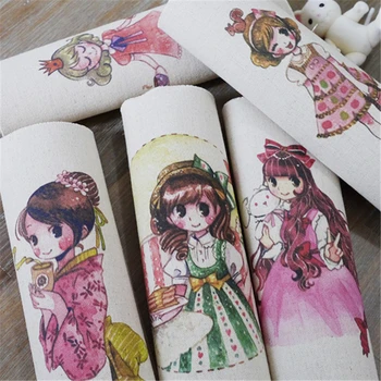 

High quality 5pcs 20*30cm Girls Series Hand Dyed Cotton Linen Fabric Diy Sewing Craft Patchwork Cloth Fabric for cloth/decal