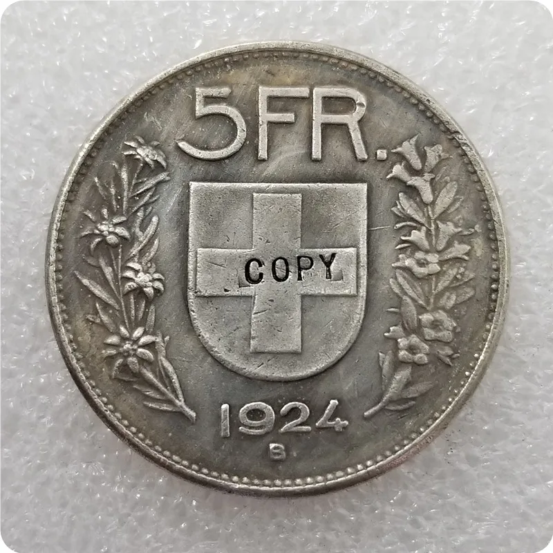 Памятные монеты 1924B 1928 B Швейцария копия в 5 франков искусственная