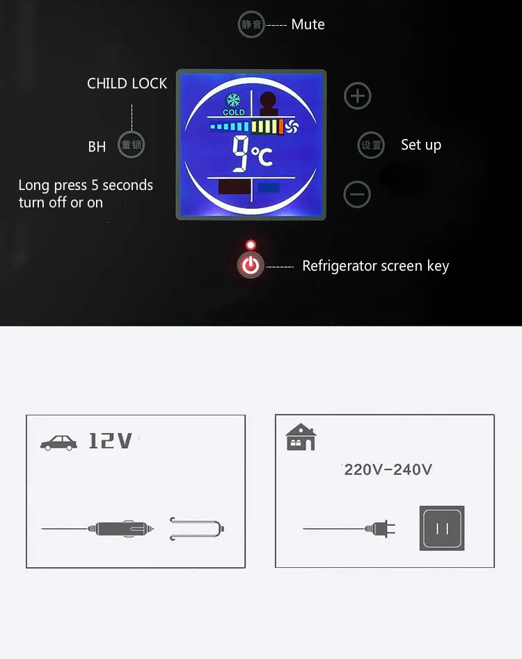 16L 220v 12v Dual-core LCD Display Mini Car Fridge ABS Multi-Function Home Cooler Freezer Warmer Portable auto Fridge Freezer (12)