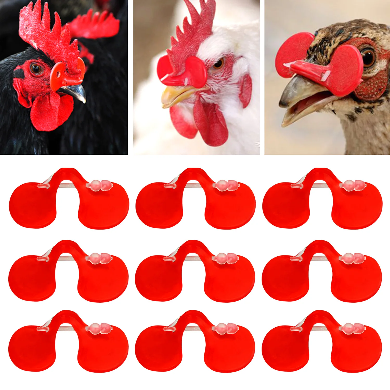 50pcs Red Plastic Chicken Eyes Peeper Glasses Spectacles Protector Hen Pecking