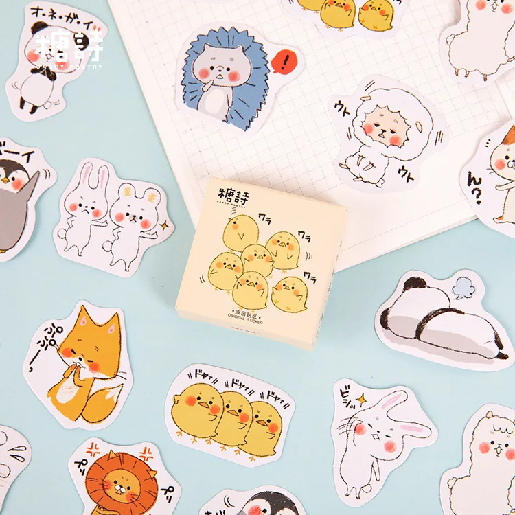 

45 pcs/lot Animal Alliance Paper Small Diary Mini Cute box Stickers set Scrapbooking Kawaii Flakes Journal Stationery