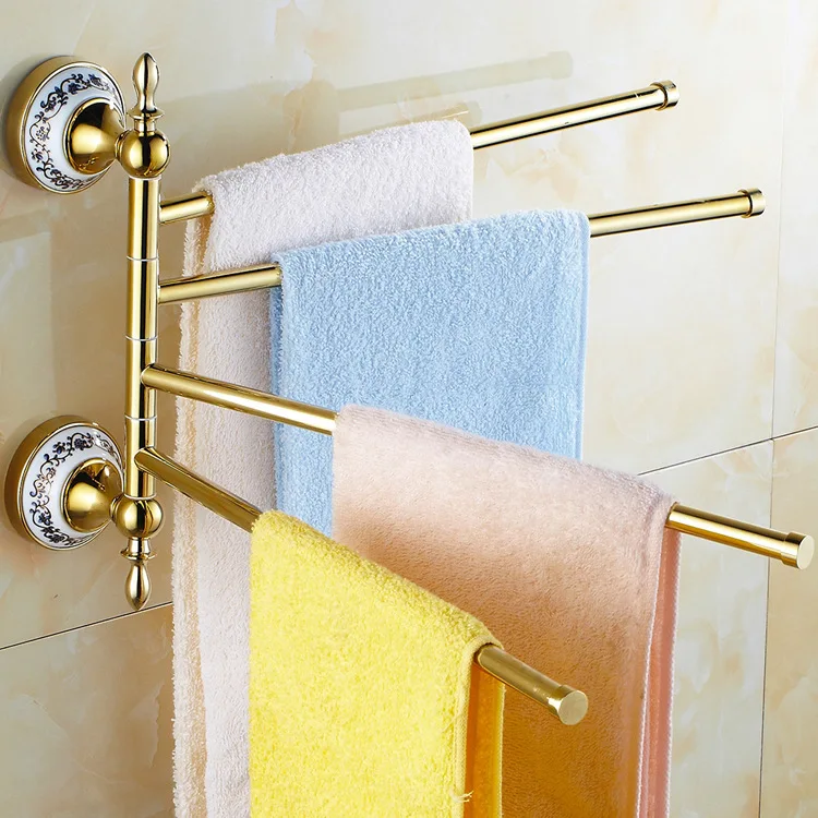 Fashionable 3 Bars Flexible 180 Degree Rotating Moving Towel Rack Towel