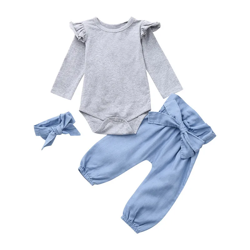 TELOTUNY baby girl clothes Newborn Baby Girls Long Sleeves Top+Pants