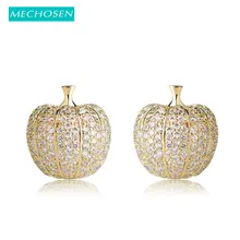 MECHOSEN, милые серьги-гвоздики в виде тыквы, набор Зубцов, кубический цирконий, медь, золото, серебро, цвет, женские вечерние серьги Oorbellen Bijoux
