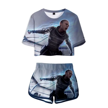

3D Apex Legends Two Pieces sets Casual Navel T-shirt and Shorts 3D summer Printed Sexy Women Kawaii Harajuku Sets