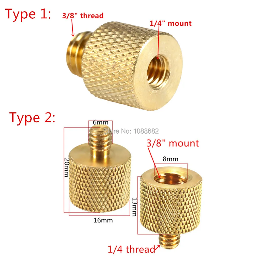 Gold Color Female Male Tripod Thread Screw Adapter Brass for Tripod Camera Light Stand Accessories (2)