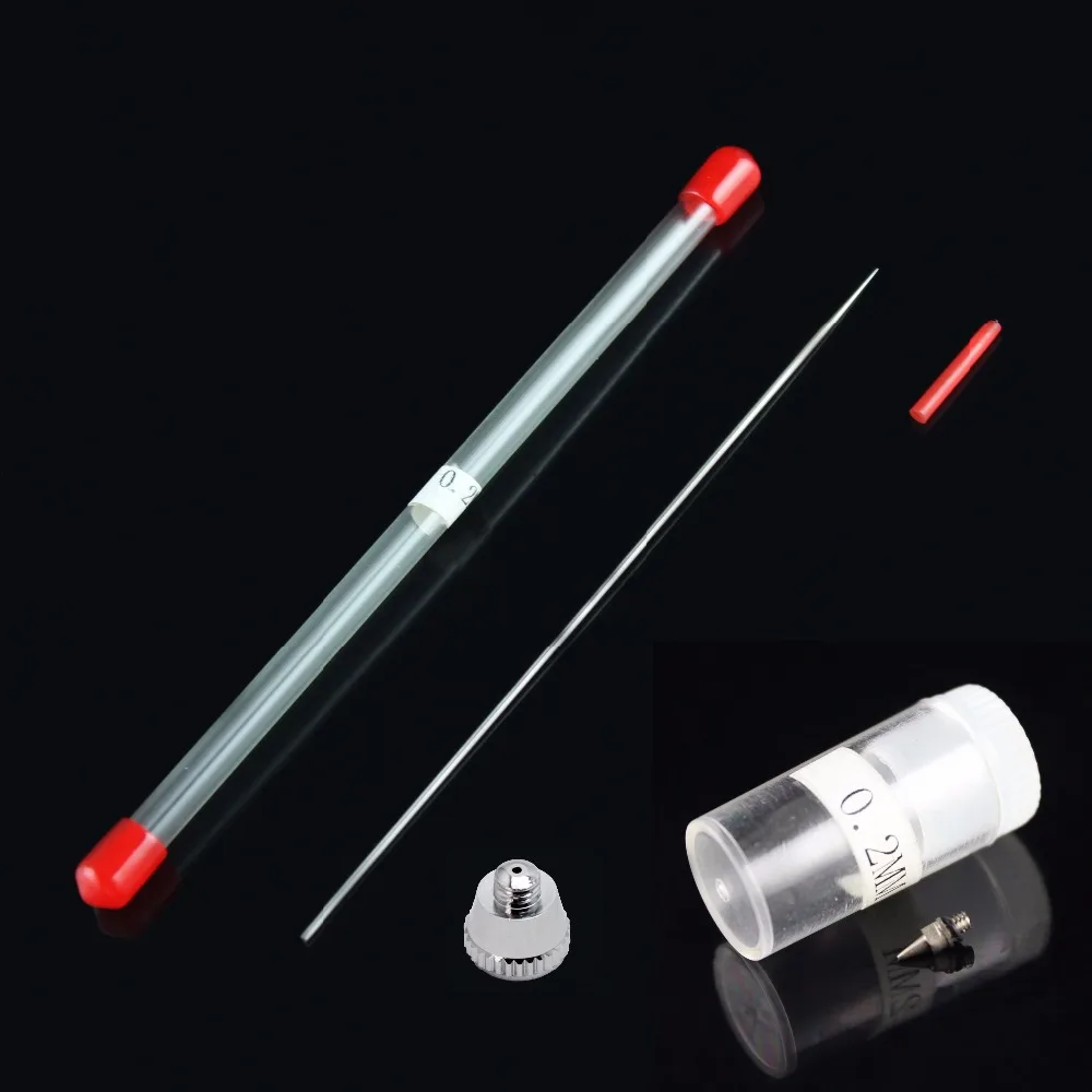 Tanie OPHIR Airbrushing pistolet powietrza wymiana szczotki dyszy igły zaślepka dyszy 0.2mm, 0.3mm, 0.5mm _ AC096 + AC097 + AC098