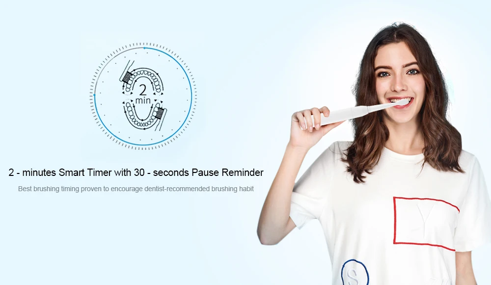  SG - 507 Electric USB Sonic Toothbrush Dentist Rechargeable Cleaner with Smart Timer Five Optional Brushing Modes Waterproof Fully Washable Replacement Heads