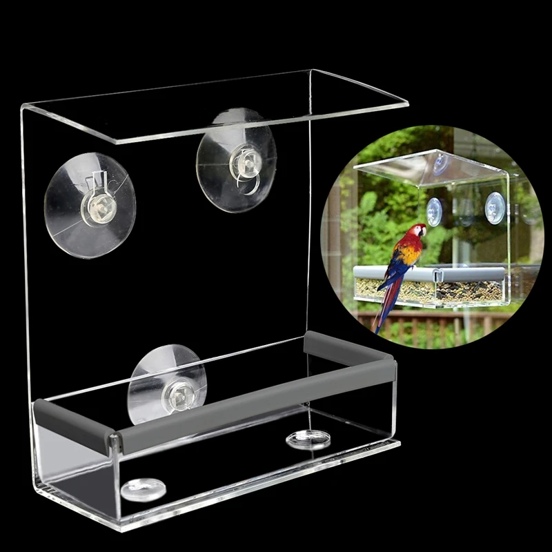 Прозрачная оконная кормушка для птиц, кормушка для кормления белки с всасывающий лоток, крепление для чашки прикрепляется к любым окнам, отличная четкость