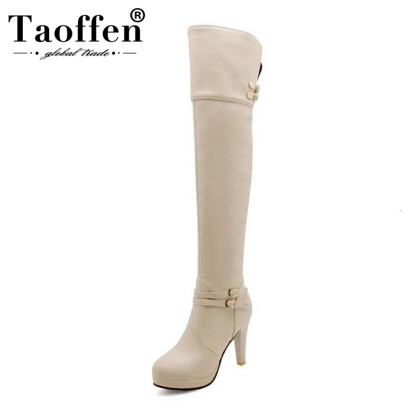 

TAOFFEN Plus Size 32-48 Women Thigh High Boots Platform Woman Winter Shoes Fur Warm Long Boots Fashion Sexy Women Footwear