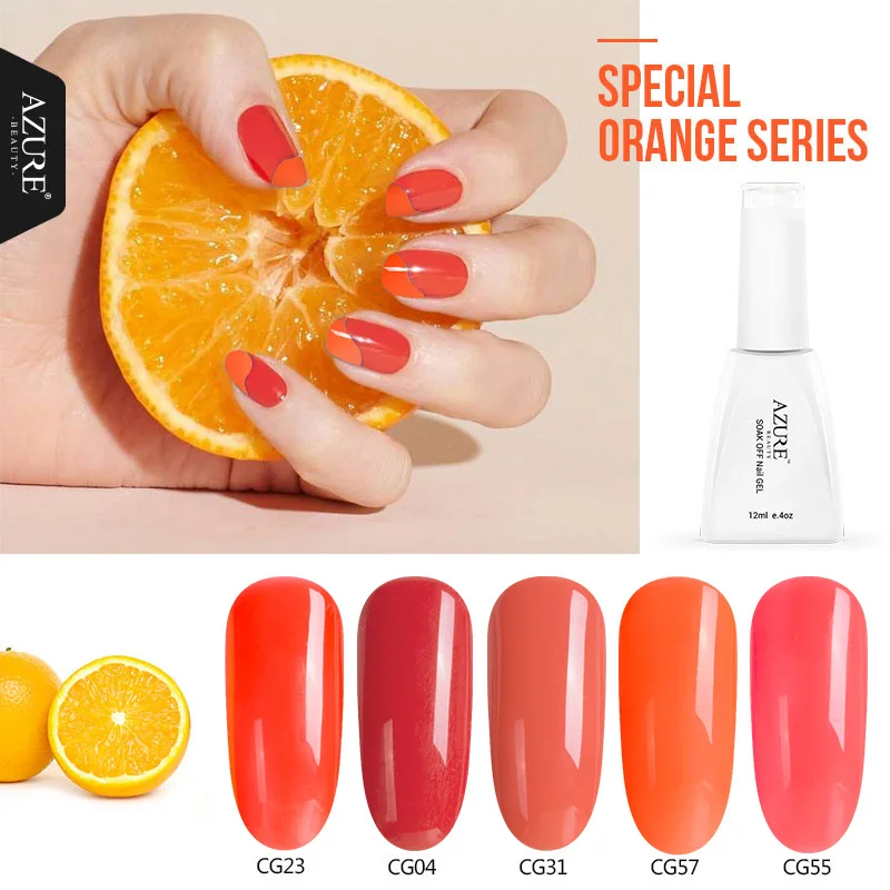 5colors Set 5 Azure beauty специальная оранжевая Серия гель для ногтей долговечный Дизайн ногтей салон Замачивание УФ-гель для ногтей высокое качество основа и верхнее покрытие - Цвет: 5colors Set 5