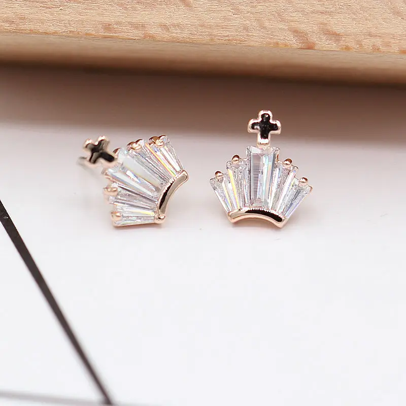 Новая мода ice Корона Серьги для Для женщин Jewelry Кристалл Rhinestone крест серьги