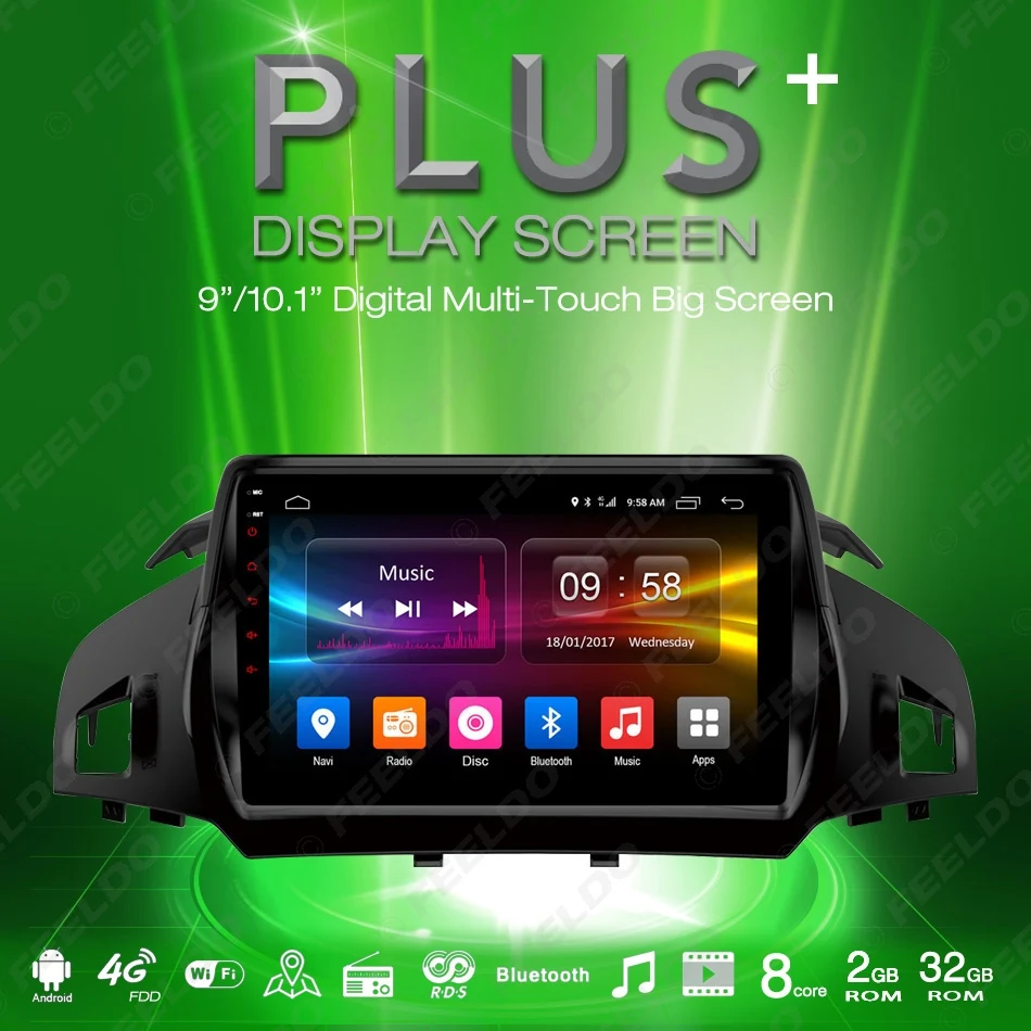 Discount FEELDO 9 inch Android 6.0 (64bit)  Octa Core DDR3 2G/32G/ FDD 4G Car DVD GPS Radio Head Unit For Ford Kuga 2013-2017 8