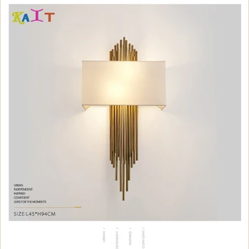 

Gold wall lamp indoor modern wall light led bedroom E14 Cloth lampshade