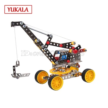 

DIY Hot children's educational toys 816B-128 fun Metal building blocks assembled crane assembly model Improve ability kids gift