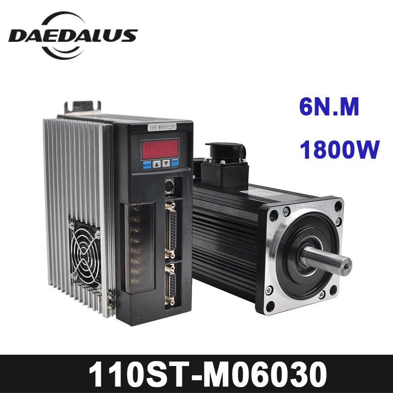1.8KW AC Servo Motor 6N.M 3000RPM 110ST-M06030 AC Motor +Matched Servo Motor Driver+3M Cable Complete Motor kits High Quality 1.8KW AC Servo Motor 6N.M 3000RPM 110ST-M06030 AC Motor +Matched Servo Motor Driver+3M Cable Complete Motor kits High Quality