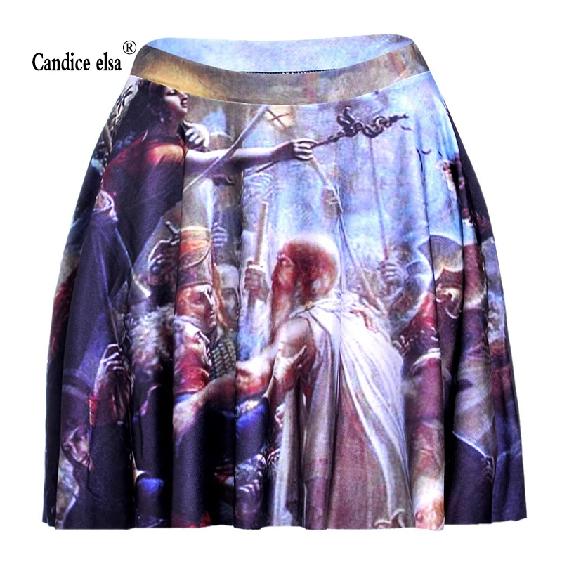 Candice Эльза женские юбки цифровая печать оптом плиссированные юбки войны skt1177