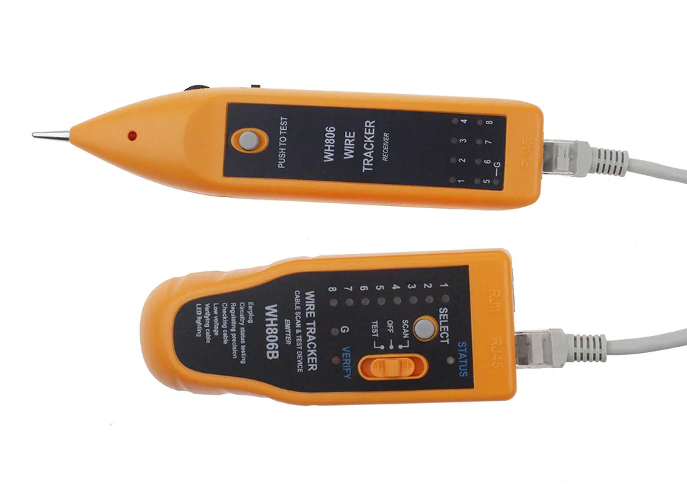 التجزئة حزمة WH806B الهاتف سلك المقتفي شبكة الكابل فاحص ل Cat5 Cat5E Cat6 RJ45 RJ11 الكهربائية خط العثور اختبار
