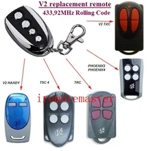 Для V2 PHOENIX 2, 4, V2 TSC2, TSC4, V2 TRC2, TRC4, TXC2, TXC4, HANDY2, HANDY4 433,92 МГц сменный пульт