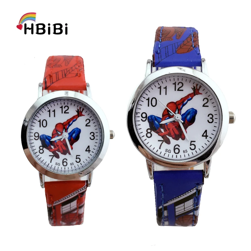 

2019 Hot Sale Cartoon Spiderman Children Watch Kids Watches Leather Quartz Wristwatch Child Hour Girl boy kid Clock Watch Gift