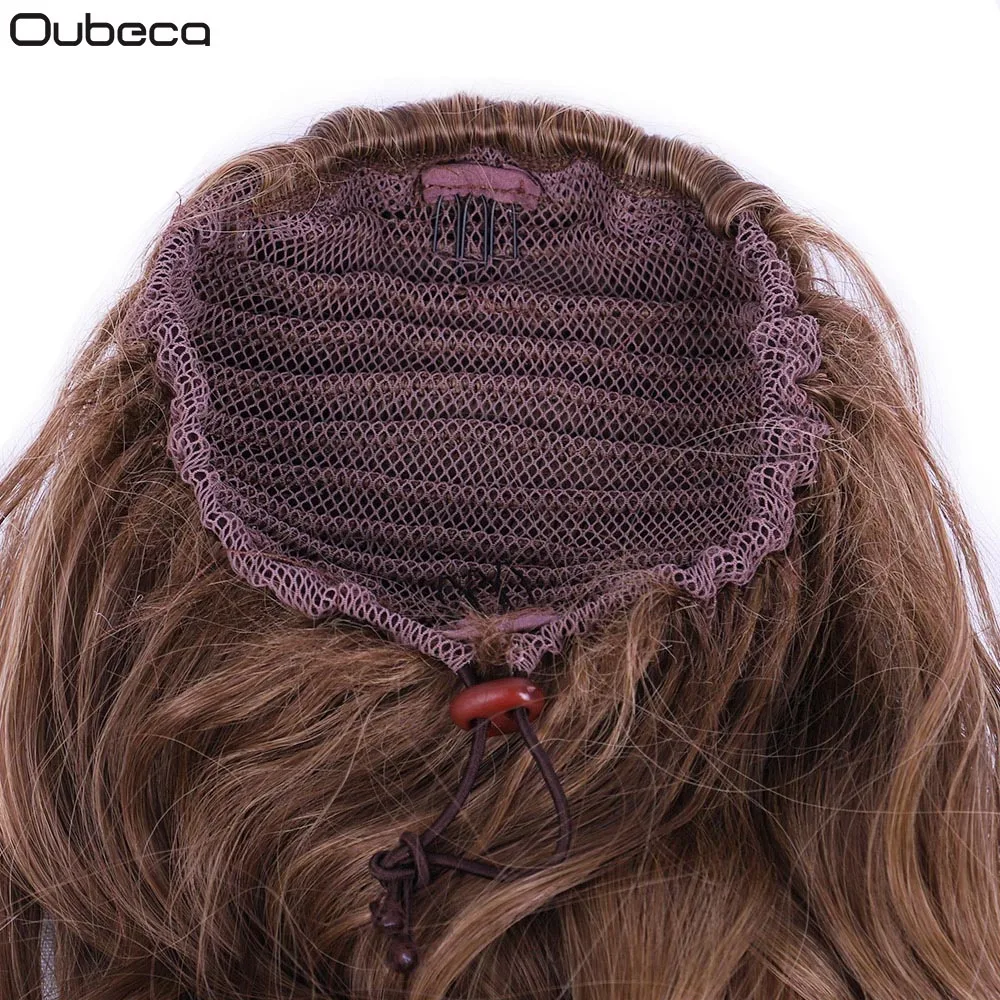 Oubeca Synthetic Drawstring Wavy Ponytail Extensions Long Thick Wave Pony Tail Hair Piece Clip In Hair Extension For Women