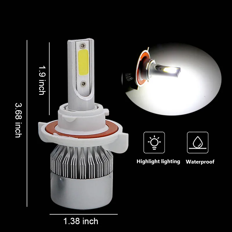 Edislight 72 Вт 7600LM H13 9008 светодиодный комплект фар фары дальнего и ближнего света для