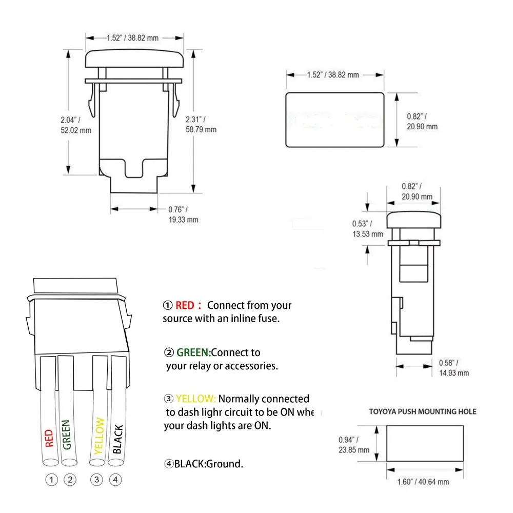 12 V-24 v кнопочный переключатель светодиодный символ OFF туман включение/выключение света переключатель блокировки для HILUX surf