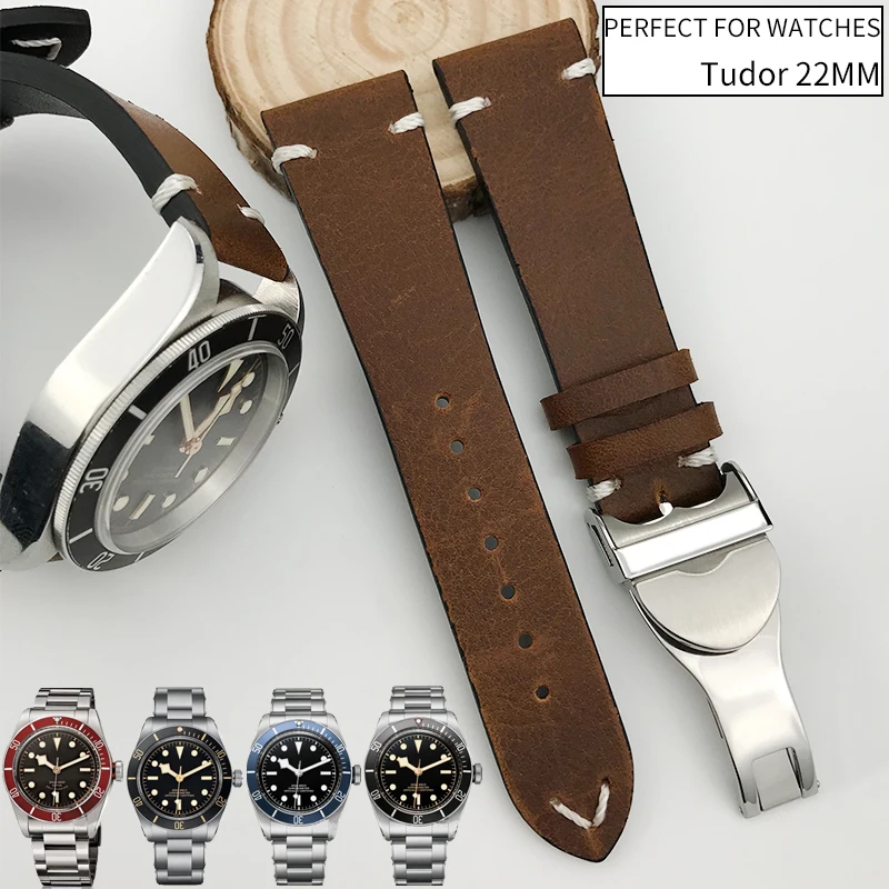 22 мм итальянский ремешок для часов из воловьей кожи коричневый кожаный ремешок для часов подходит для серий Tudor Black Bay аксессуары для часов