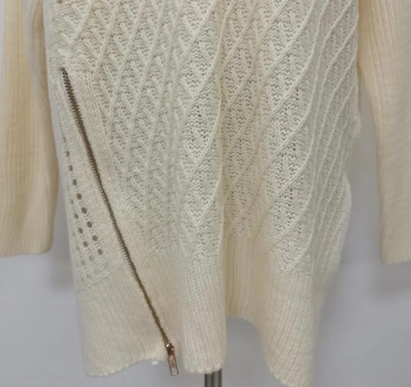 Сексуальный женский свитер, осенний и зимний, с боковой разрезной молнией, негабаритный, в рубчик, пушистый свитер, вязаный, с открытыми плечами, теплый свитер для женщин