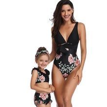 Купальник для родителей и ребенка, купальник с оборками для мамы и дочки, одинаковый семейный купальный костюм, Одинаковая одежда для семьи, купальный костюм