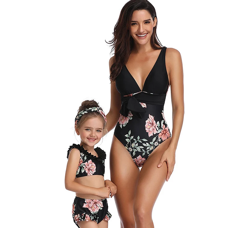 

Parent-child Swimsuit Mother Daughter Ruffle Swimwear Family Matching Bathing Swimsuit Family Matching Clothes Bathing Suit