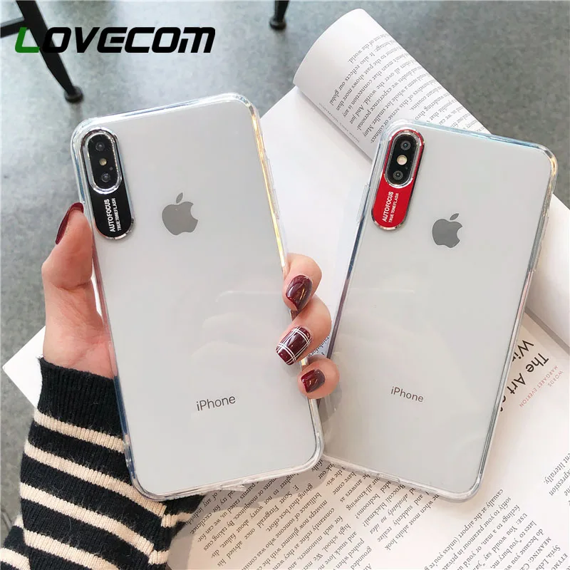 

LOVECOM Metallic Lens protector Cases For iPhone X XS Max XR 6 6S 7 8 Plus Full Body Transparent Soft TPU Phone Back Cover Gift