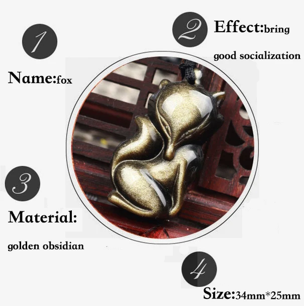Золотая Обсидиановая лиса, подвеска, ожерелье, ювелирное изделие, натуральный камень, прекрасный персик, лиса, кулон для мужчин и женщин, передача, счастливый кристалл, ювелирное изделие
