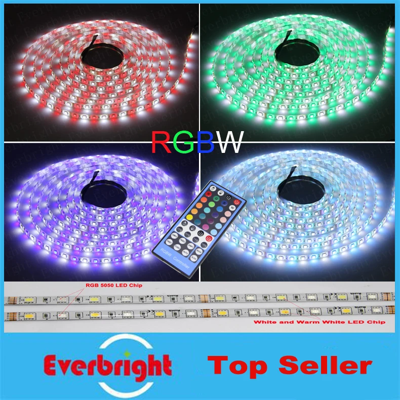 

RGBW 5050 LED Strip,12V IP20 No Waterproof 60LED/M,RGB+White,40KEY RGBW controller,The Beautiful Color You Never Seen Before!