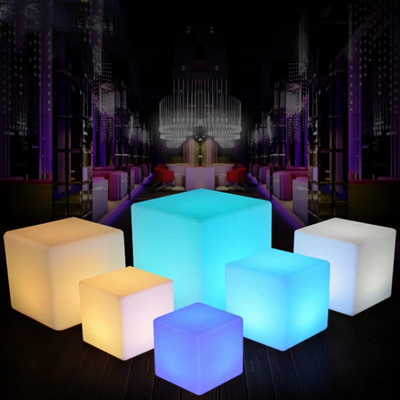

Remote LED Colorful Changing Mood Cubes Night Rechargeable Glow Lamp Light Home Decor Romantic Lighting 10CM/15CM/20CM