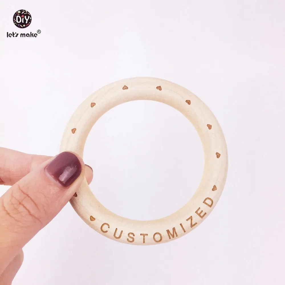 

Let's Make Baby Wooden Ring 70mm Wooden Bracelet 20PCS Customized Wood Teether Natural Beech Baby Bracelet Teether for Baby