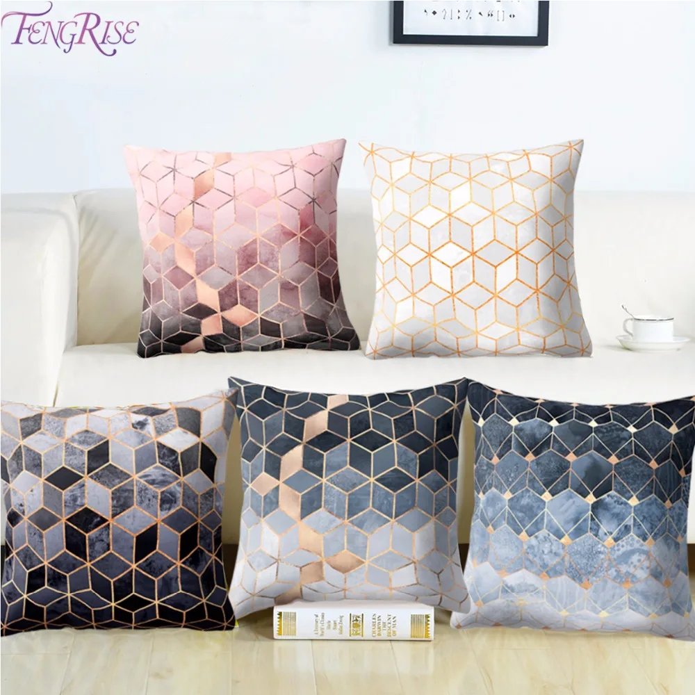 

FENGRISE Wedding Decoration for Home Pillow Case Living Room Cushion Decor for Sofa Geometric Gradient Cubes Pillowcase Cover