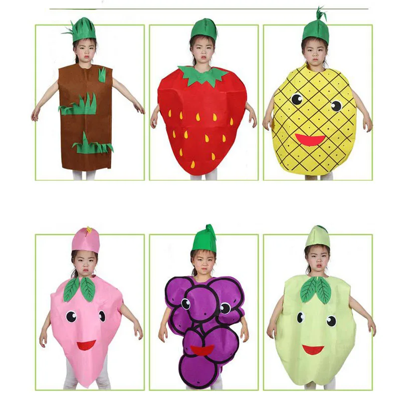 

Fashion Unisex Children Fancy Dress Cartoon Fruit Vegetable Kid Costume Suits Party Outfit Boy Girl Performance Clothes MSK66