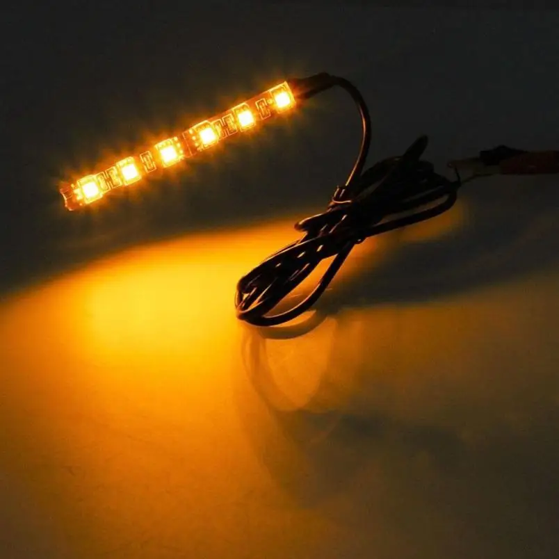 

Amber / Orange 2x Mini Strip Black led motorcycle Turn signal Universal Amber lights Strip 6LED 12V motorcycles Vehicles H0504