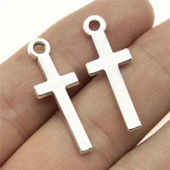 

WYSIWYG 6pcs Charms Jewelry Findings DIY Accessories Cross Pendant Antique Silver Color 30x11mm