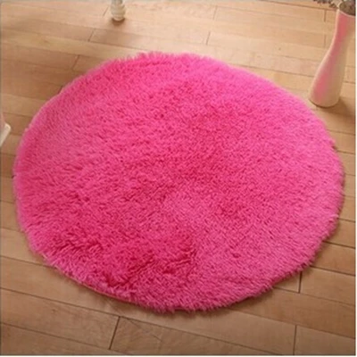 Товары для дома 3 размера большой длинный плюшевый лохматый мягкий круглый ковер нескользящий коврик для пола Коврик для йоги спальня, зал для гостиной - Цвет: hot pink