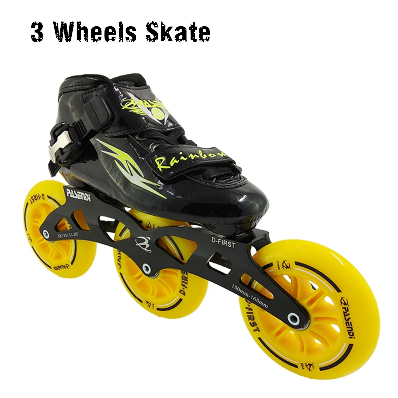 2018 PASENDI جديد مضمنة سرعة التزلج على الجليد 3 عجلات Patines أحذية التزلج الأسطوانة النساء الرجال الأحذية الطفل الكبار المهنية سباق الزلاجات