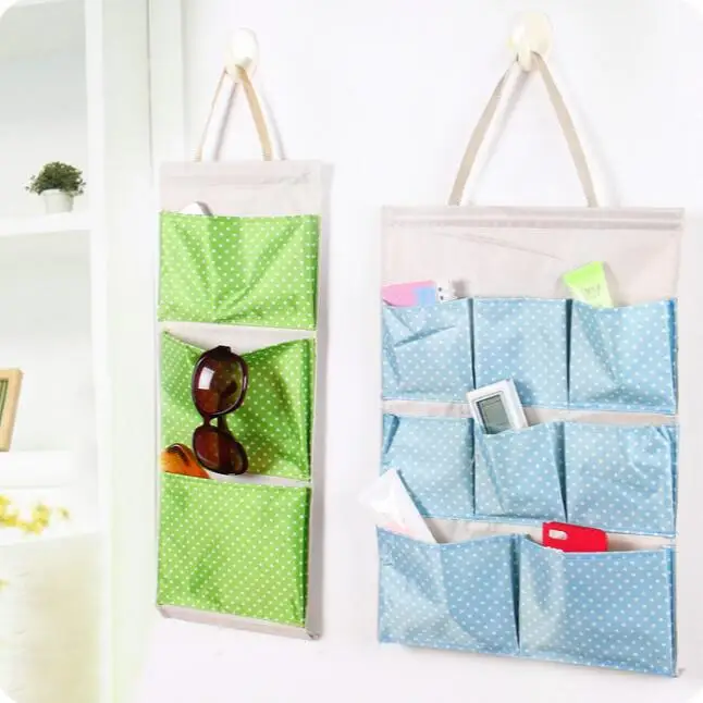 

Fashion Polka Dot Oxford Fabric Door After Storage Bag Multi-layer Hanging Storage Pockets