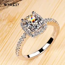 Luxury 2 Carat Yellow CZ Diamant Weddings Rings For Women Bride Real 925 Sterling Silver Fashion Simulated Diamant Jewelry Ring