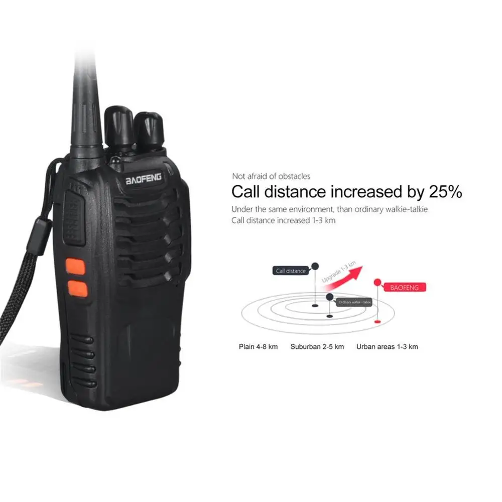 

Rechargeable Walkie-talkie For Baofeng BF-888S VHF/UHF FM Transceiver 400-470MHz Flashlight 5W 16Ch With Headset 2-way Radio